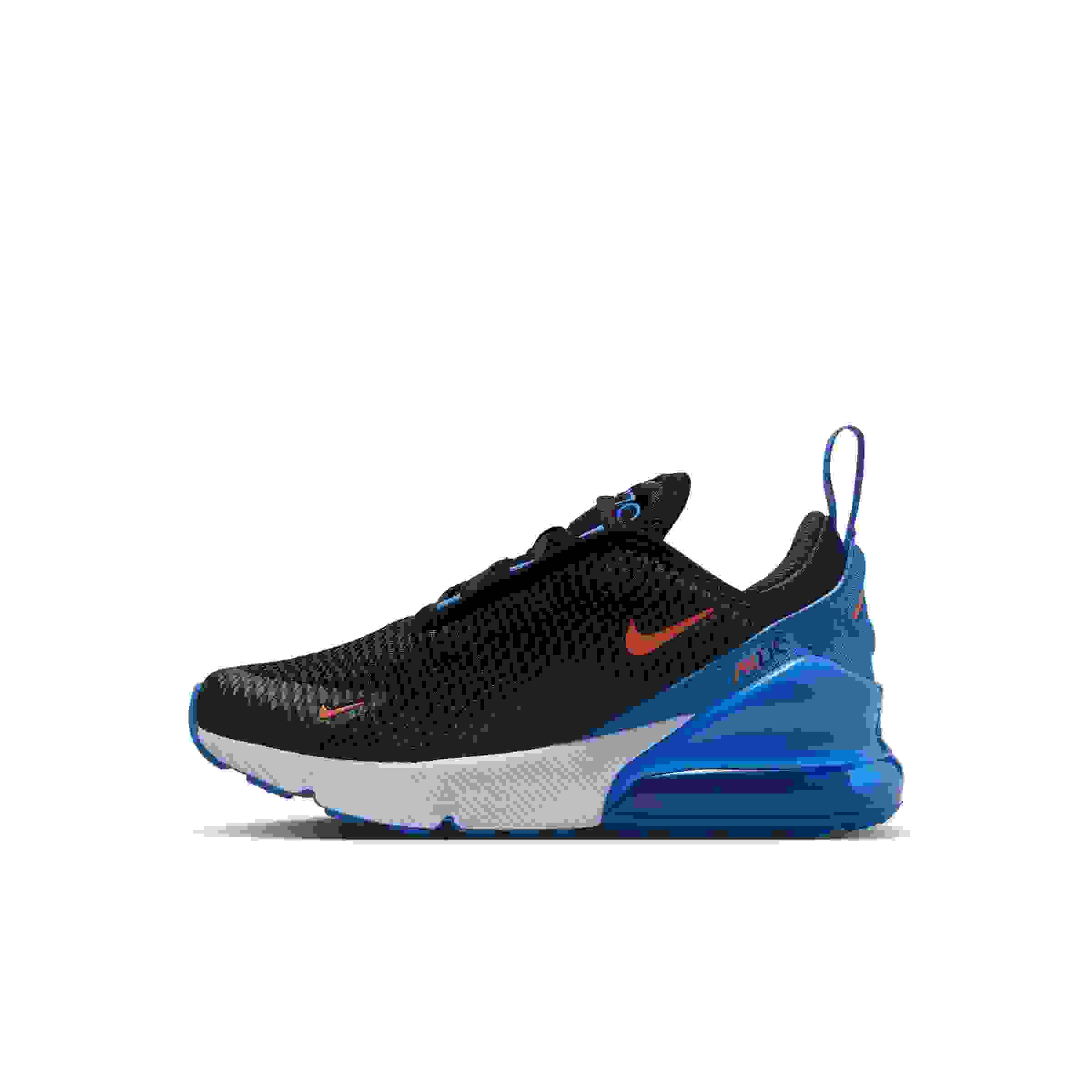 Nike Air Max 270 Preschool Boys' "Black/Blue Crystal/White/Turf Orange" Shoe